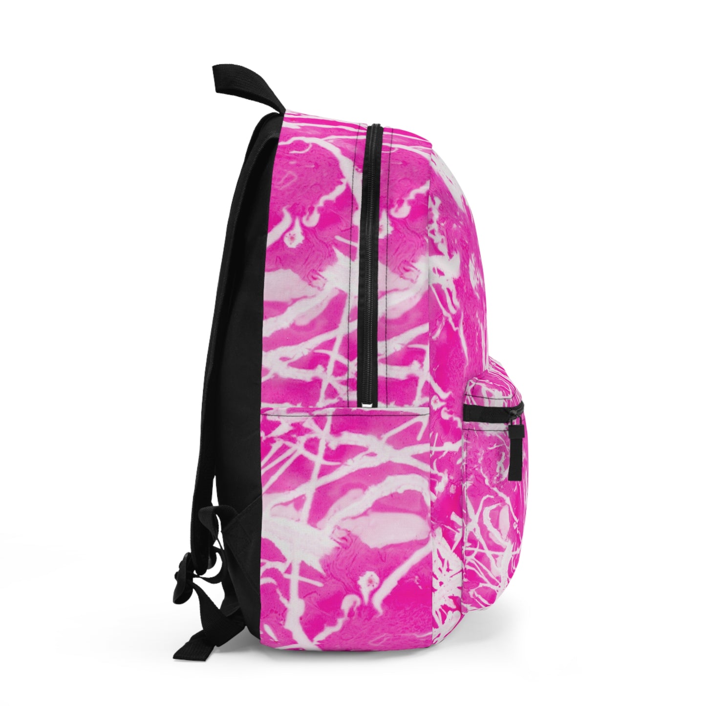 Zaino in marmo rosa vibrante, elegante borsa per libri, zaino scolastico alla moda, borsa da viaggio unica, borsa tote chic, zaino accattivante