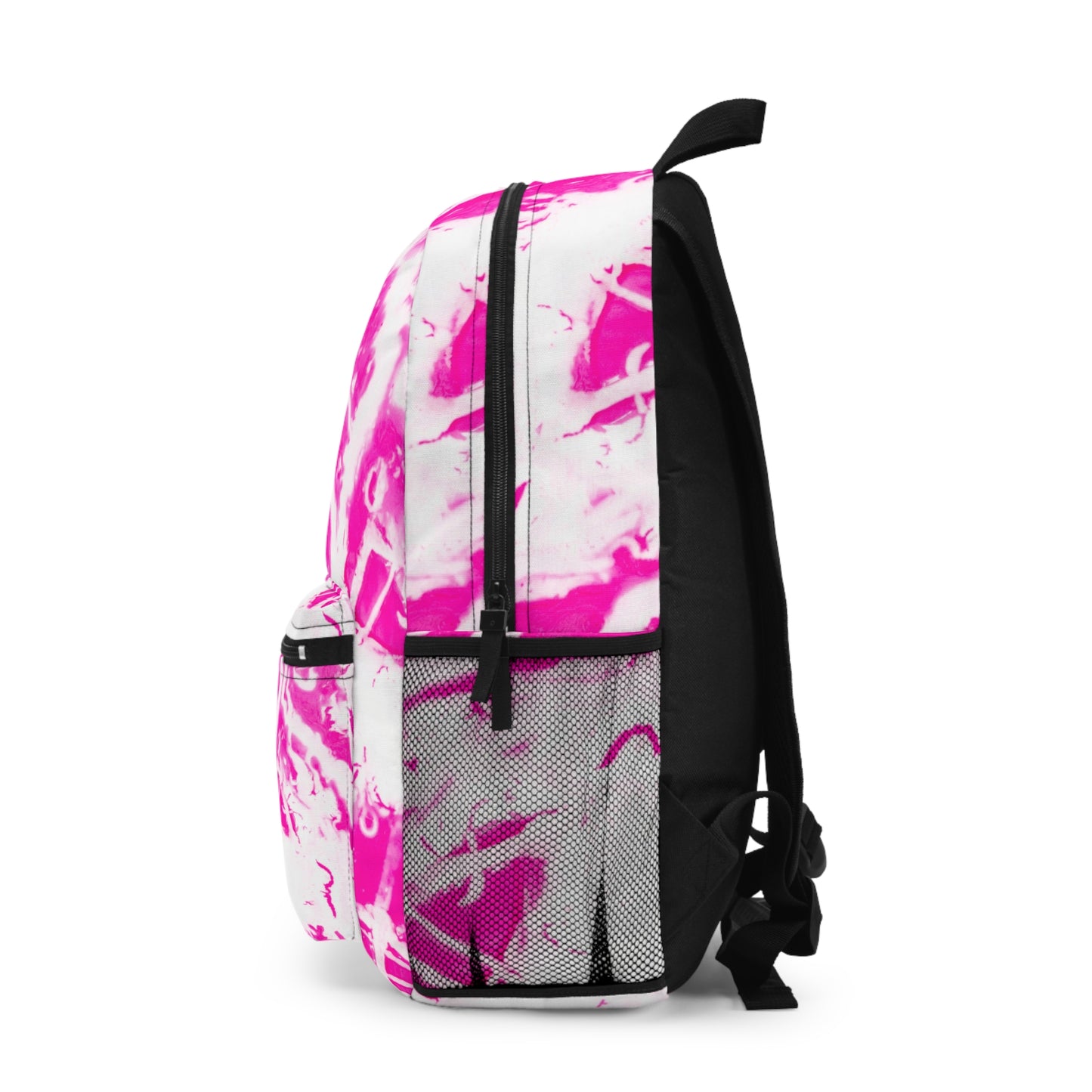 Zaino in marmo rosa vibrante, elegante borsa per libri, zaino scolastico alla moda, borsa da viaggio unica, borsa tote chic, zaino accattivante
